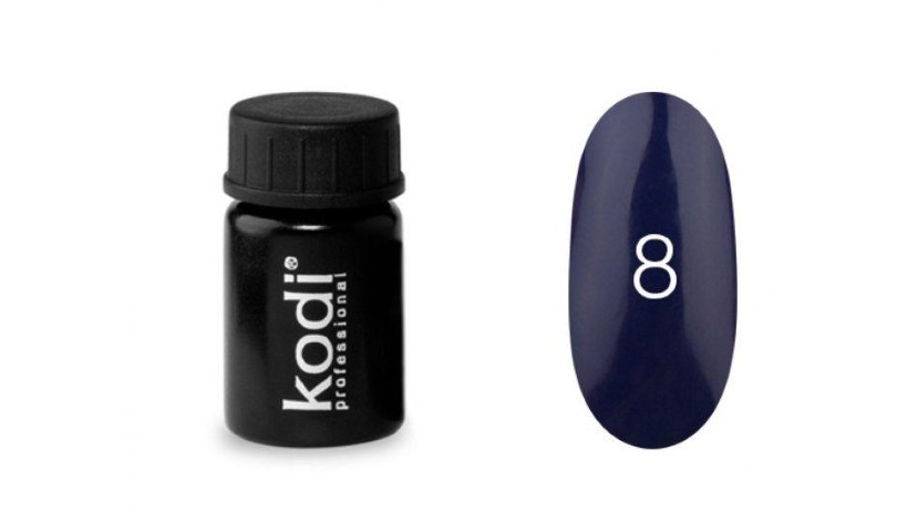 Кольорова гель фарба для дизайну нігтів Kodi Professional №8 синій, 4мл (старий дизайн)