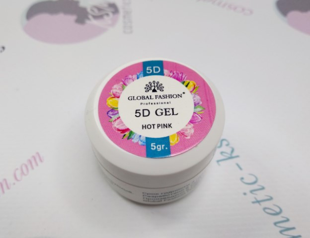Global Гель для дизайну 5D Gel Hot Pink (Теплий, рожевий) 5гр.