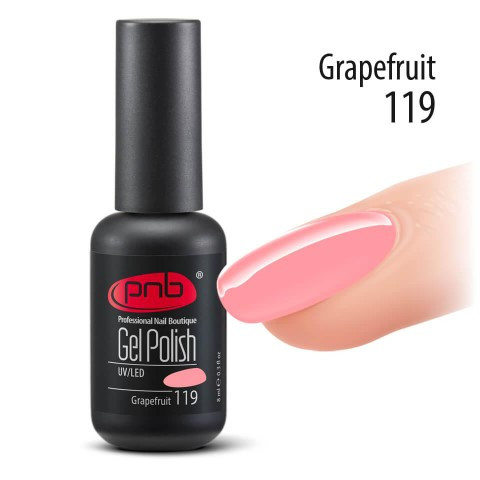 Гель-лак PNB №119 grapefruit (світлий пастельно-рожевий) 8 мл.
