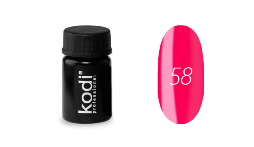 Кольорова гель фарба для дизайну нігтів Kodi Professional №58 малиновий, 4мл (старий дизайн)
