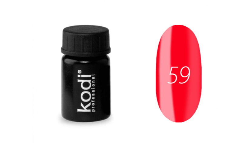 Кольорова гель фарба для дизайну нігтів Kodi Professional №59 яскраво-персиково-рожевий, 4мл (старий дизайн)