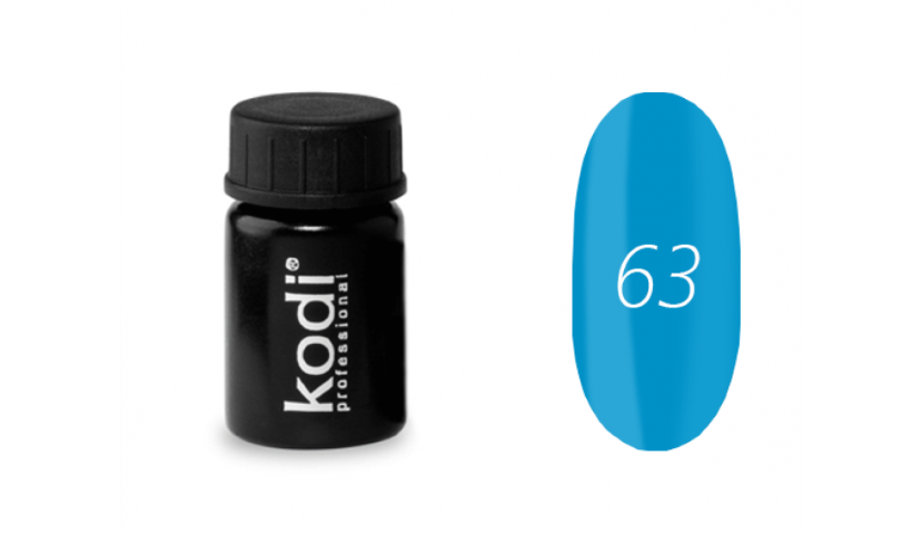Кольорова гель фарба для дизайну нігтів Kodi Professional №63 бірюзовий, 4мл (старий дизайн)