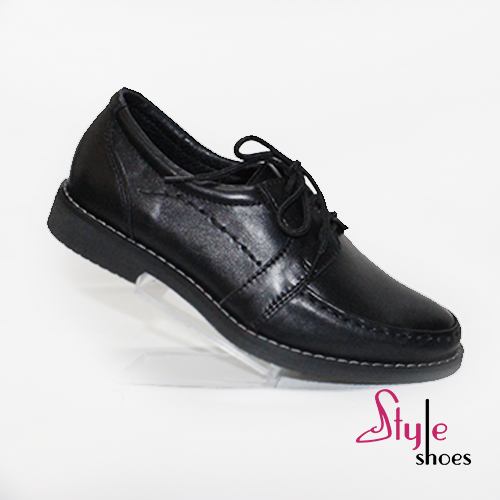 Туфлі шкіряні для хлопчиків чорного кольору на шнурівці «Style Shoes»