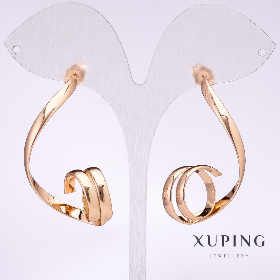 Сережки Xuping завитки 45х8мм позолота