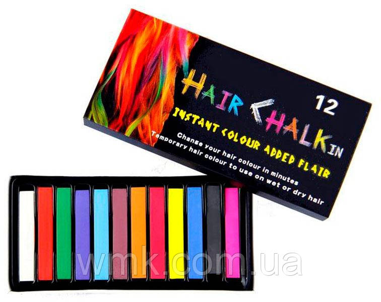 Набор цветных мелков для волос 12 цветов (Краска- мел Hair chalk 8357-12) - фото 1 - id-p1023900123