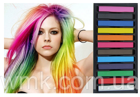 Набор цветных мелков для волос 12 цветов (Краска- мел Hair chalk 8357-12) - фото 2 - id-p1023900123