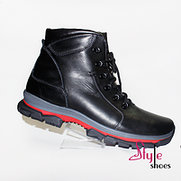 Зимові чоловічі черевики в стилі дезерт з натуральної шкіри чорного кольору «Style Shoes», фото 5