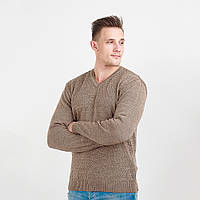 Классический мужской пуловер цвета какао с ромбовидным рисунком приятный к телу, теплый и мягкий.