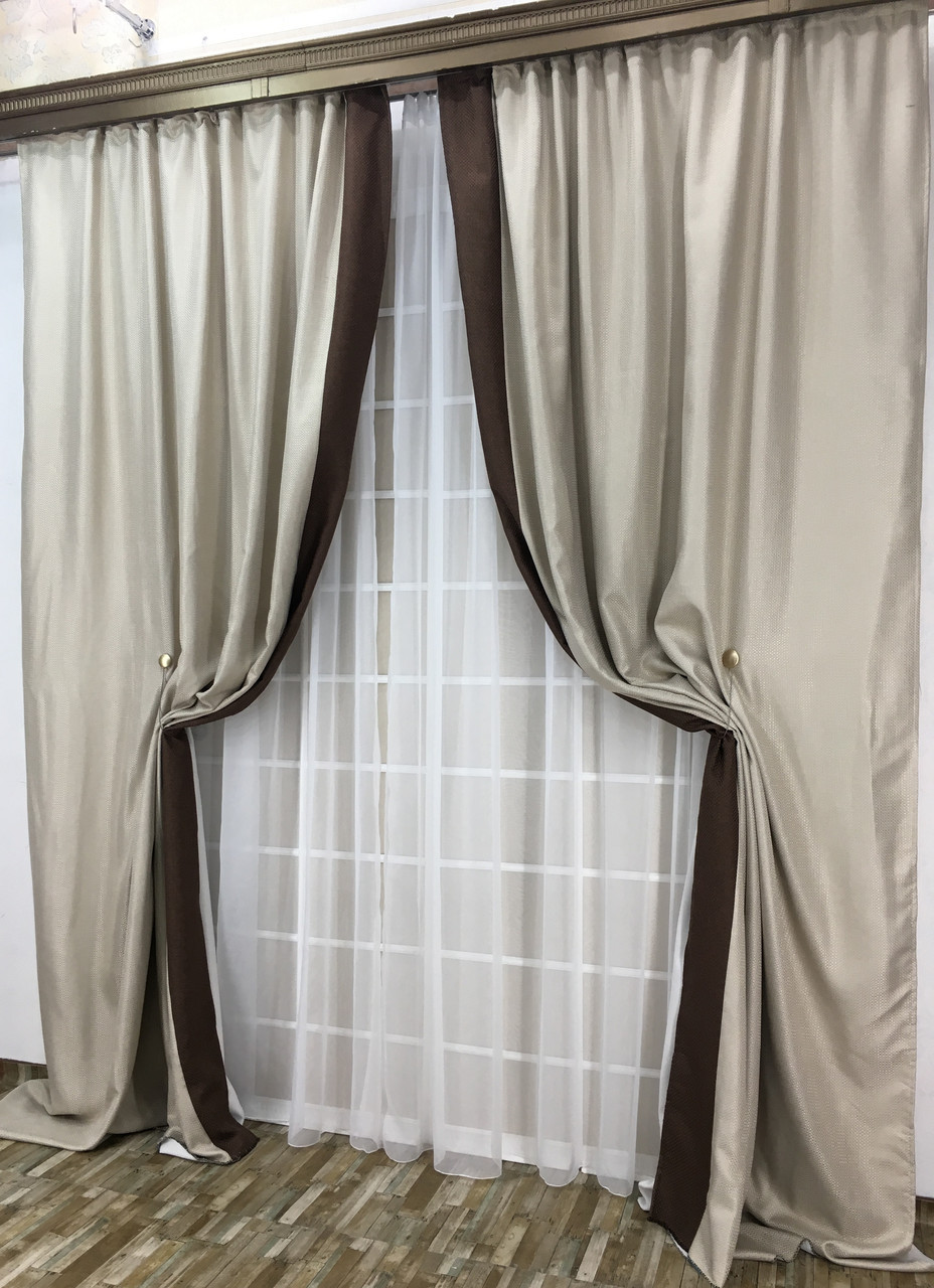 Готові Штори Льон Глорія Комбі No2, 2 штори + магніти