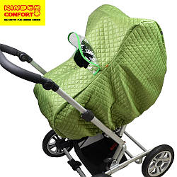 Дощовик-вітрозащита на коляску-люльку зима (Kinder Comfort, зелений)
