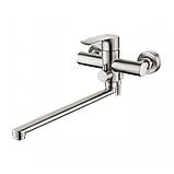 Змішувач для ванни неіржавка сталь з довгим поворотним виливом носиком гусаком ZERIX LR72201 SUS304 з душем, фото 5