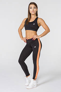Жіночі спортивні штани S Чорні з помаранчевою смугою Radical Strokes