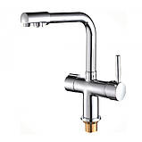 Змішувач З ПІД'ЄДНАННЯМ ДО ФІЛЬТРУ для кухні ЛАТУННИЙ високий Г-подібний Haiba Hans 021 (HB0816), фото 2