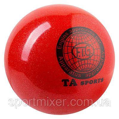 М'яч гімнастичний TA SPORT, 400 грамів, 19 см, глітер, червоний.