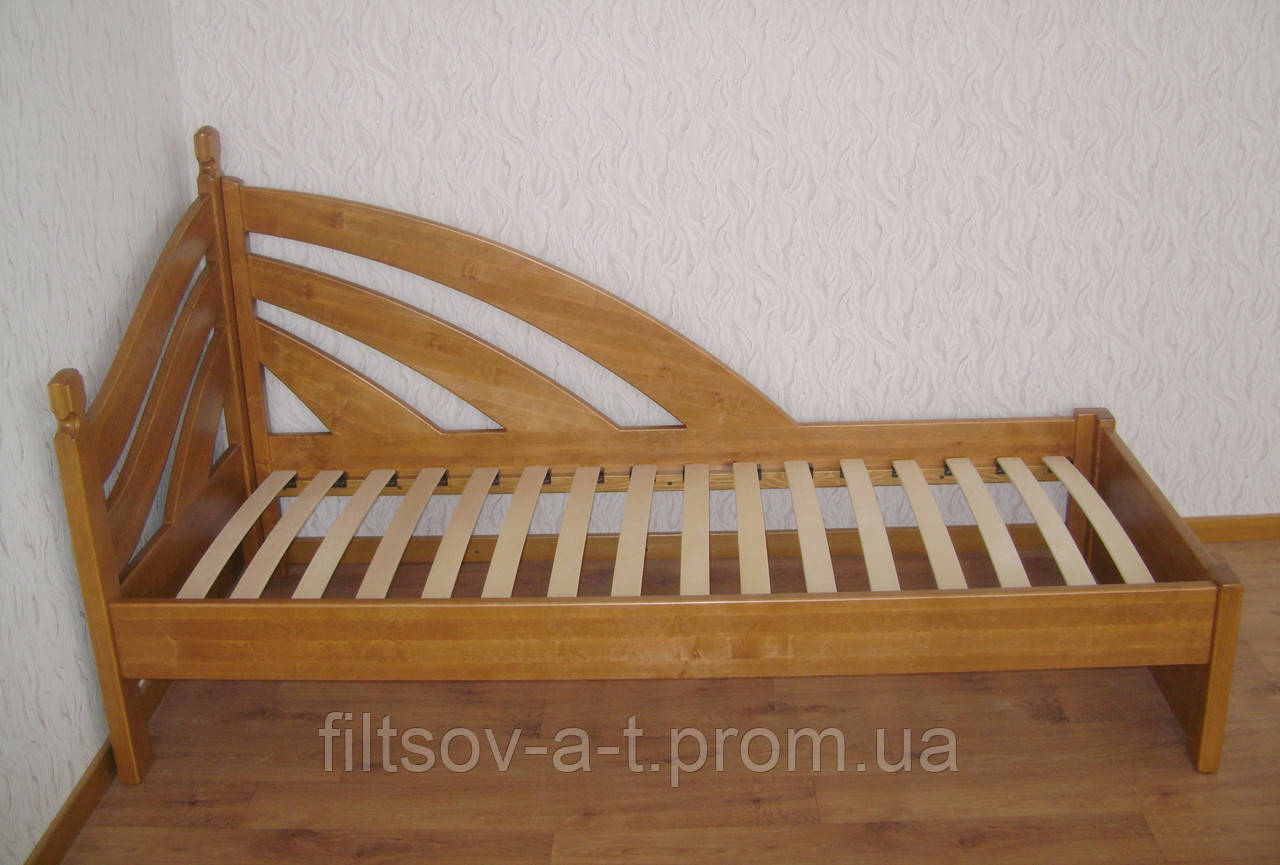 Угловая кровать для детей деревянная односпальная из натурального дерева "Радуга - 2" - фото 2 - id-p1061418407