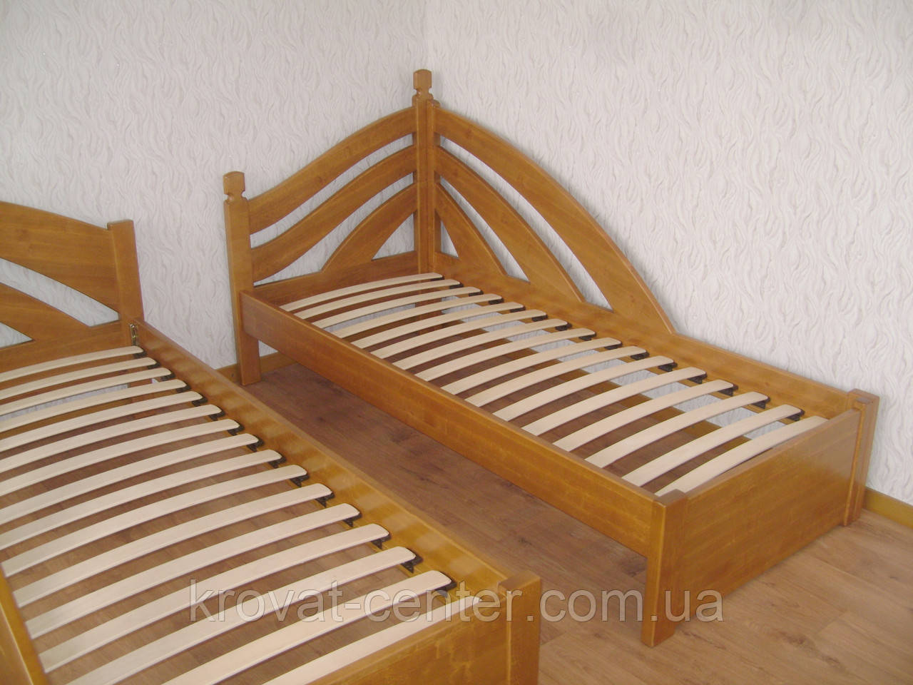 Угловая кровать для детей деревянная односпальная из натурального дерева "Радуга - 2" - фото 4 - id-p1061418407