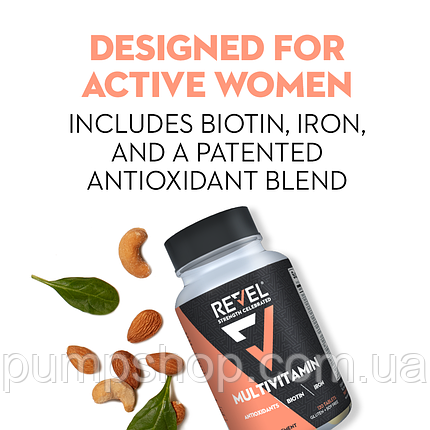 Вітаміни для жінок Revel Women`s Multivitamin Biotin Collagen Antioxidants 120 капс., фото 2