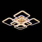 Сучасна світлодіодна люстра 145 Вт квадрати з пультом колір каркасу золото D-A9171/4+4G LED 3color dimmer, фото 5