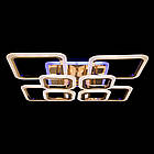 Сучасна світлодіодна люстра 145 Вт квадрати з пультом колір каркасу золото D-A9171/4+4G LED 3color dimmer, фото 6