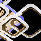 Сучасна світлодіодна люстра 145 Вт квадрати з пультом колір каркасу золото D-A9171/4+4G LED 3color dimmer, фото 7