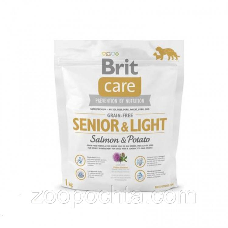 Сухий беззерновий корм Brit Care Senior для літніх собак усіх порід, з лососем і картоплею 12КГ