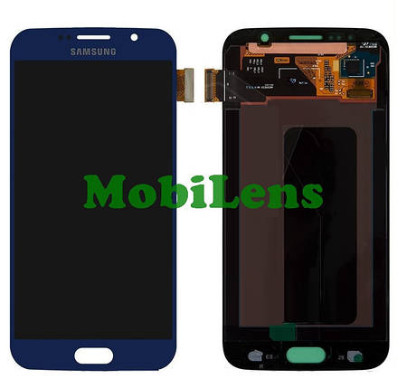 Samsung G920, G920F, Galaxy S6 Дисплей+тачскрин (модуль) темно-синій (OLED), фото 1