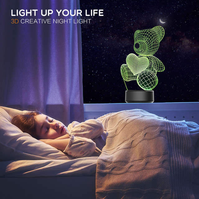 3D лампа Мишка Love с пультом ДУ (Bear). Светильник 3Д с сердцем. Ночник 3D-лампа 3D лампа Мишка Love с пультом ДУ (Bear). Светильник 3Д с сердцем. Ночник 3D-лампа