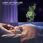 3D світильник мініBear Ведмедик Love з пультом ДК. Нічник настільний 3D мінілампа, фото 9