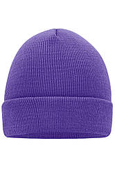 В'язана шапка унісекс з відворотом фіолетова 7500-РЕ