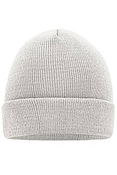 В'язана шапка унісекс із закотом біла 7500-30