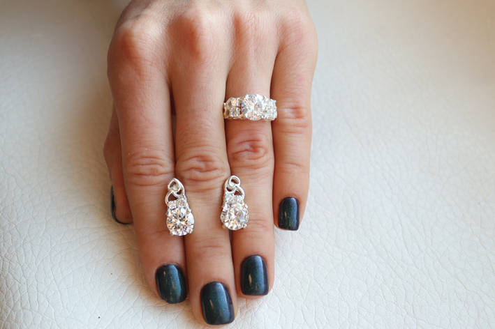 Срібні сережки з сапфіром Єва Родований з Фіанітами DARIY R145, фото 1