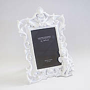 Фоторамка з вензелями та янголятком, керамічна, білий, EL-015