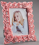Фоторамка ажурна з квітами рожевий 20х26 см EL-019
