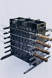 Мангал вертикальний на 12 шампурів з чохлом, розбірний, складаний, портативний, компактний для шашлику і гриля