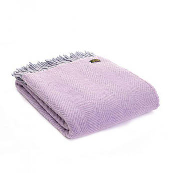 Вовняний Плед Великобританія Tweedmill Herringbone Lilac&Stone 70×183 см