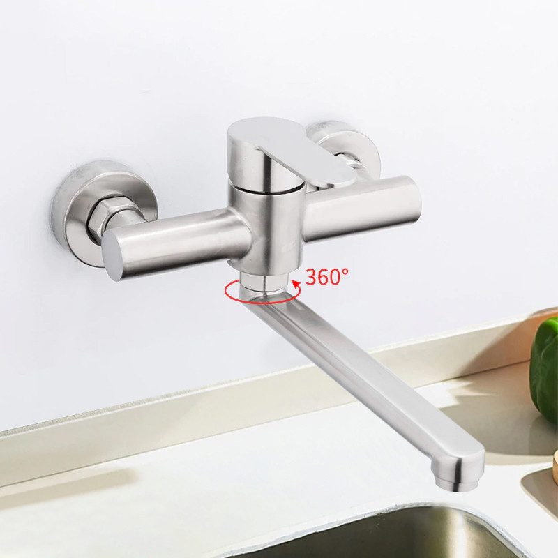 Змішувач для кухні (настінний) з неіржавкої сталі (SUS304) SANTEP 1116ES, фото 1