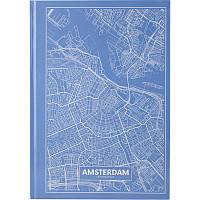 Книга записна А4 Maps Amsterdam, 96арк., кліт., блакитний