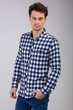 Чоловіча кашемірова сорочка G-port в клітку біла з синним 1122