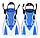 Набір для плавання 2 в 1 (панорамна маска FREE BREATH AG M2068G (L/XL) + короткі спортивні ласти (розмір L)) Голубий, фото 7