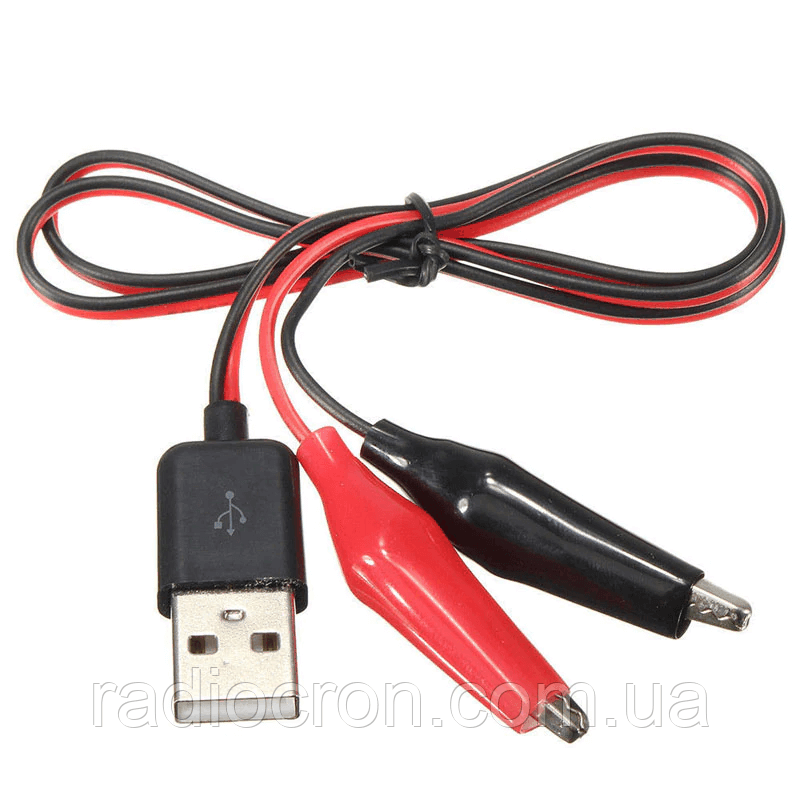 Перехідник USB - затискачі, крокодили, провід живлення 60см