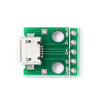 Плата перехідник MicroUSB - DIP, 5pin, 2.54 мм