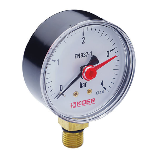 Манометр радіальний (КР KM.621R) (0-4 bar), D=63 мм, 1/4'' (КР0206)