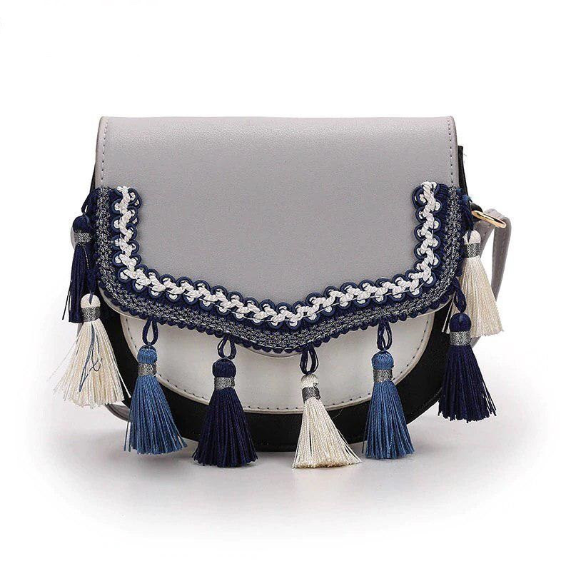 Маленька жіноча сумочка в етно стилі сірого кольору, фото 1