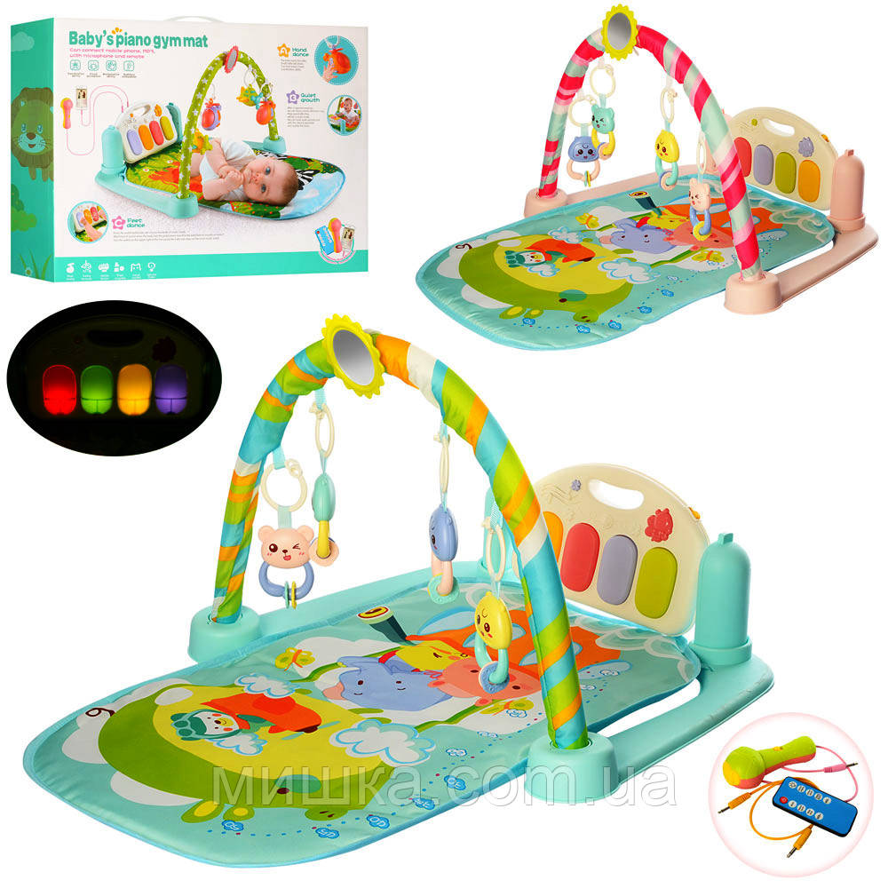 Розвивальний килимок 720*430 мм для немовляти 9913A з піаніно, мікрофон, MP3, пульт керування, таймер - фото 1 - id-p1061982704