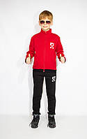 Костюм для хлопчика теплий чорно-червоного кольору спортивний утеплений вік 6-10 років