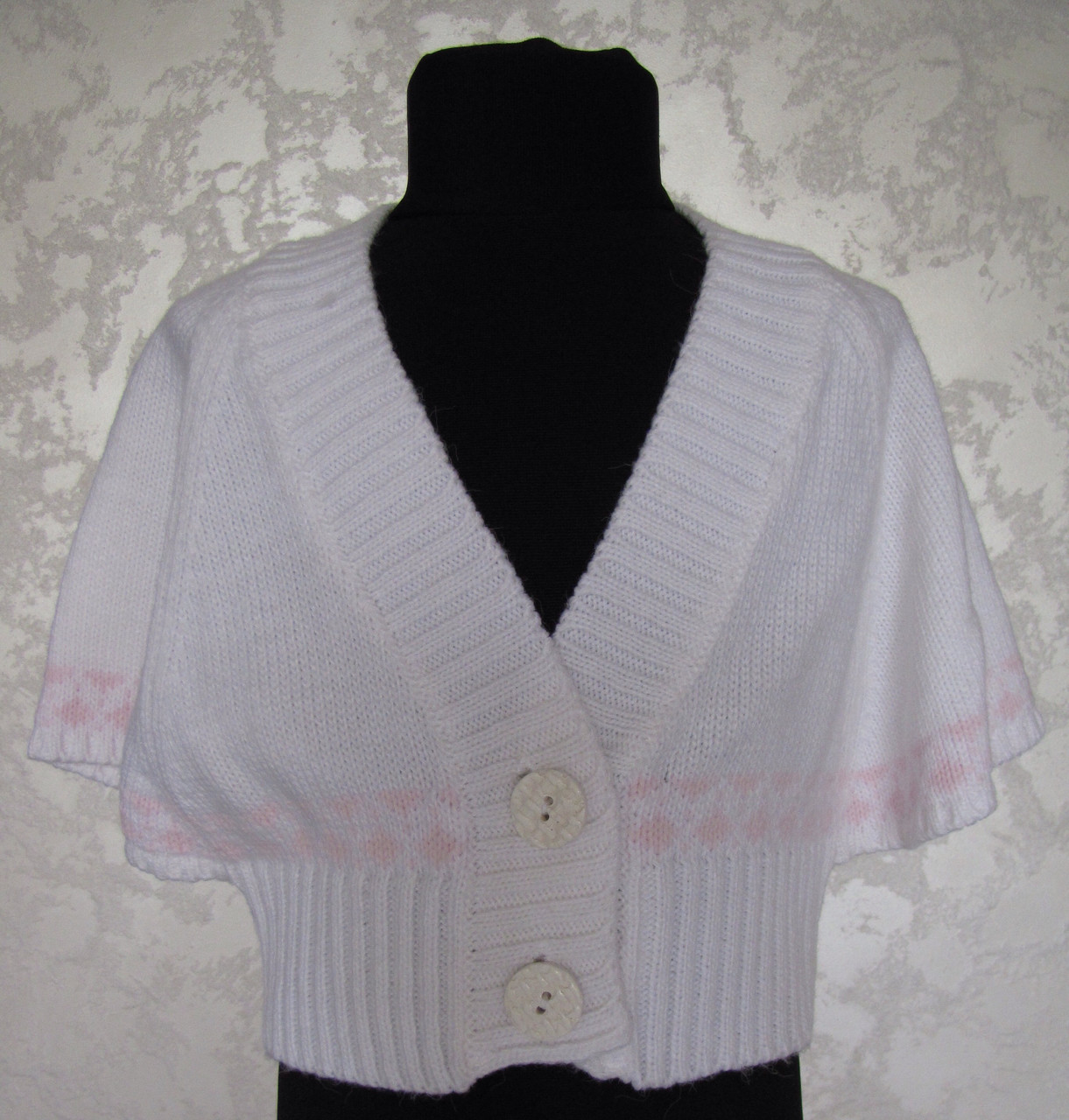 Біле в'язане болеро для дівчаток 128,140,152,164 зросту, фото 1