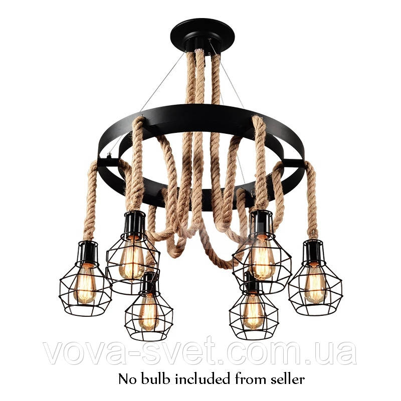 Люстра Loft [ ROPE CHANDELIER CAGE ] 6 lamp Edison - фото 5 - id-p1009488731