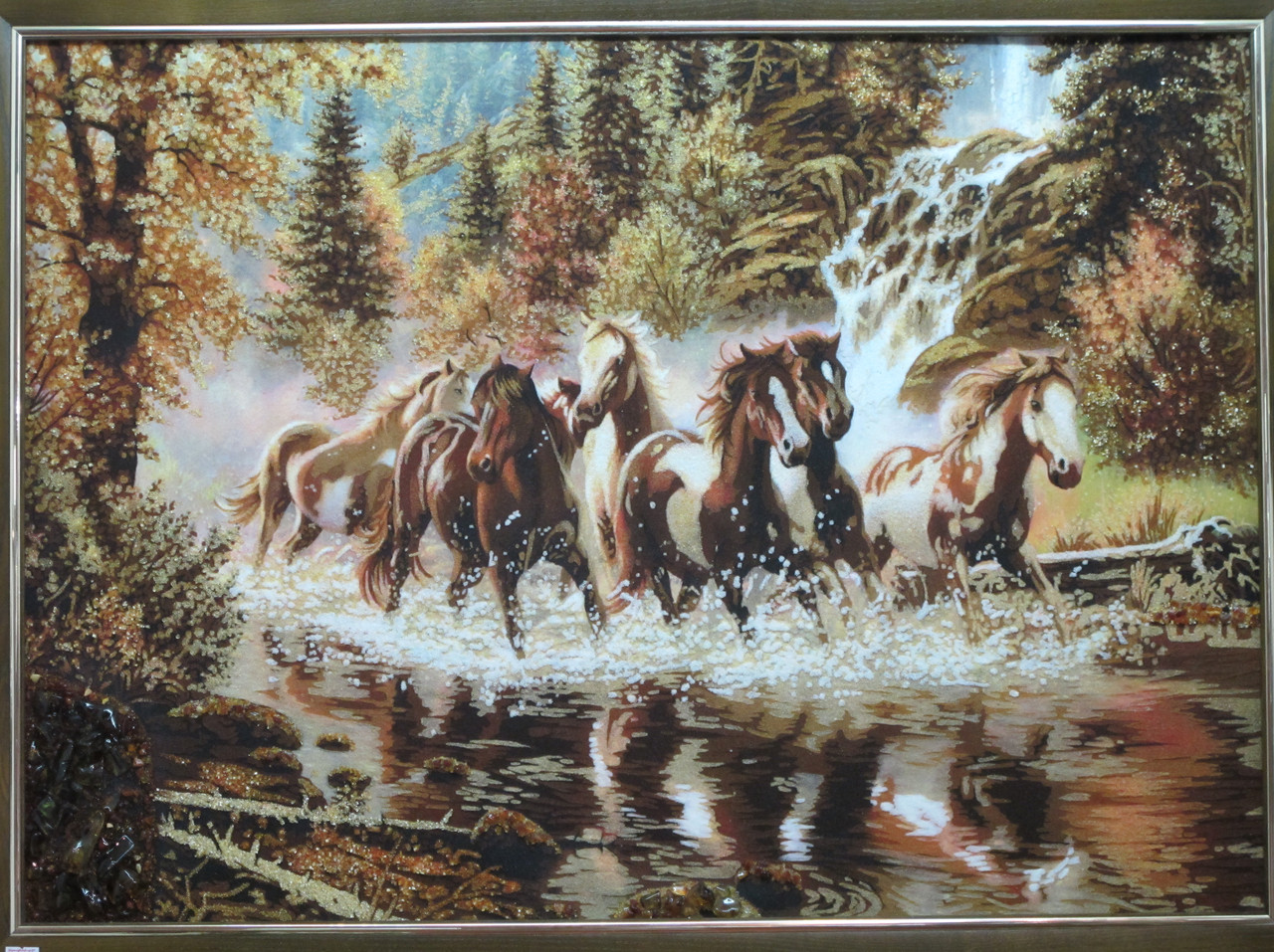 Картина бурштинова " Табурун коней" 60х80 см, фото 1