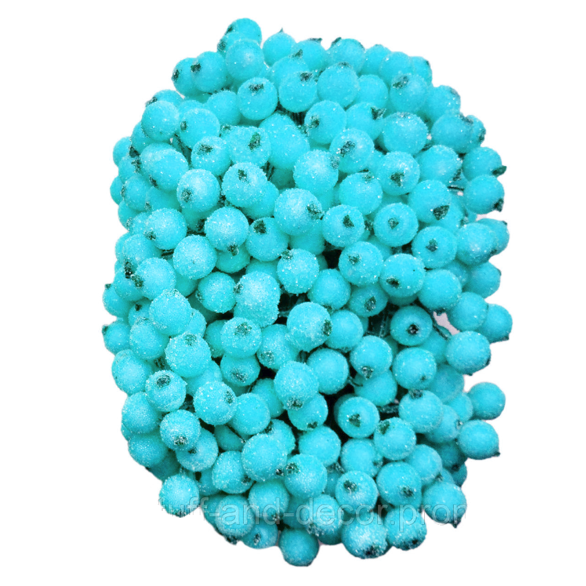 Ягідки в цукрі декоративні бірюзові 400 шт 12 мм, фото 1