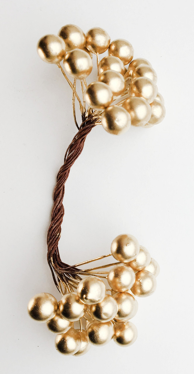 Ягідки декоративний золотисті 8 мм 40 шт, фото 1